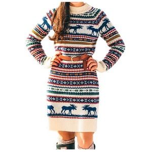 Kiel James Patrick Cozy Cabin Dresses The Great Moose Sweater Dress NWT